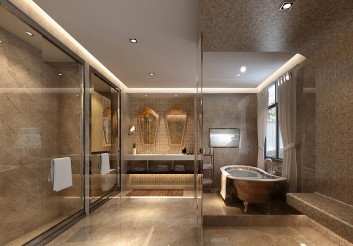soffitto sospeso nell'interno del bagno