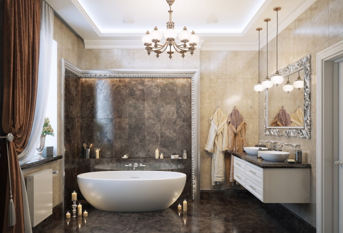 design del soffitto in un bagno in stile neoclassico