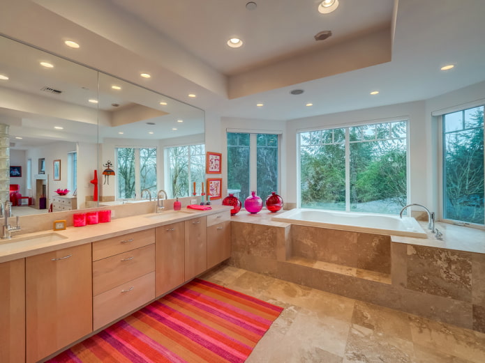 soffitto con faretti in bagno