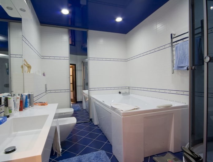soffitto blu nel bagno
