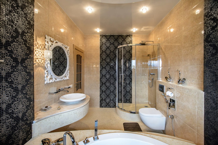 soffitto con faretti nel bagno