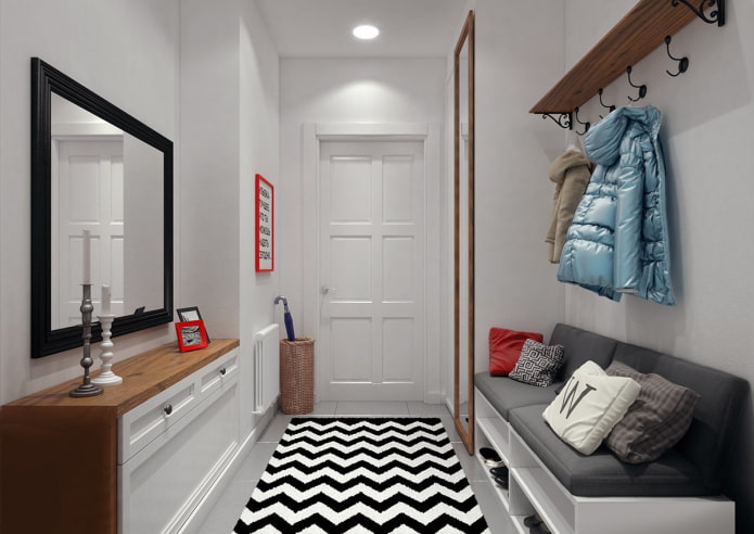 mobili all'interno del corridoio in stile scandinavo