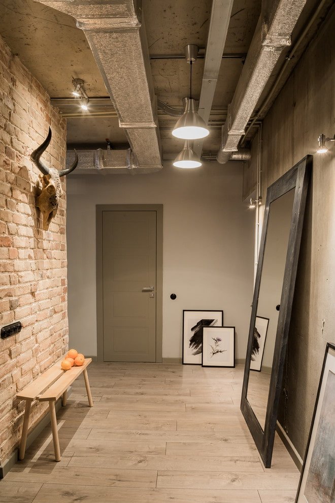 design decorativo del corridoio in stile loft