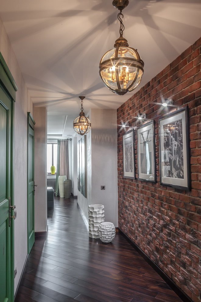 design decorativo del corridoio in stile loft