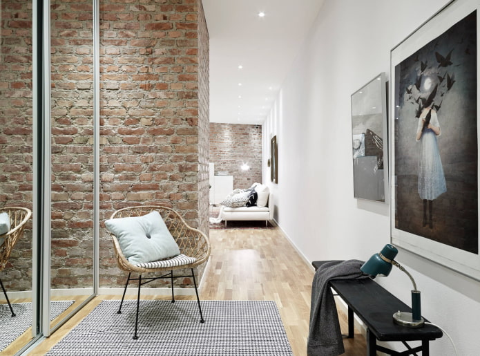 design decorativo del corridoio in stile loft