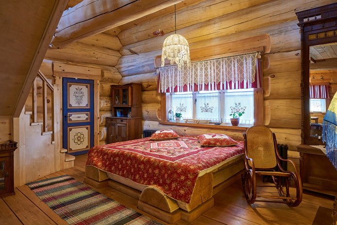 camera da letto in un'izba russa