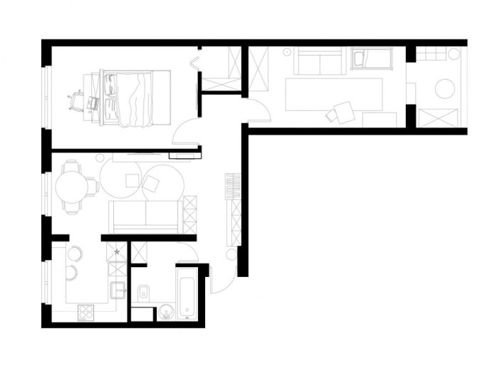 Riqualificazione di un appartamento di tre stanze di 60 mq in un tipico edificio della serie II-49