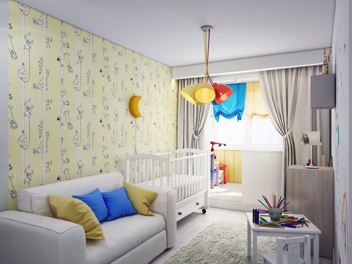 cameretta dei bambini combinata con una loggia