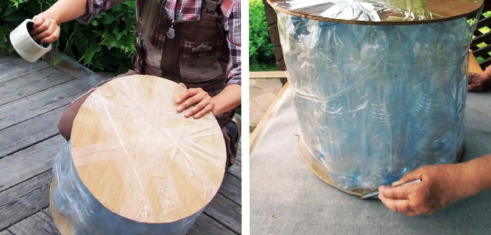 pouf con bottiglie