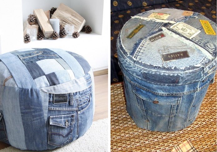 pouf in denim