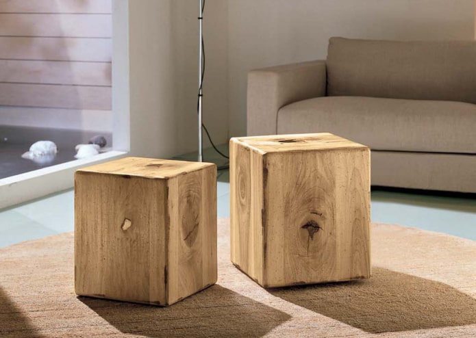 pouf in legno per interni 