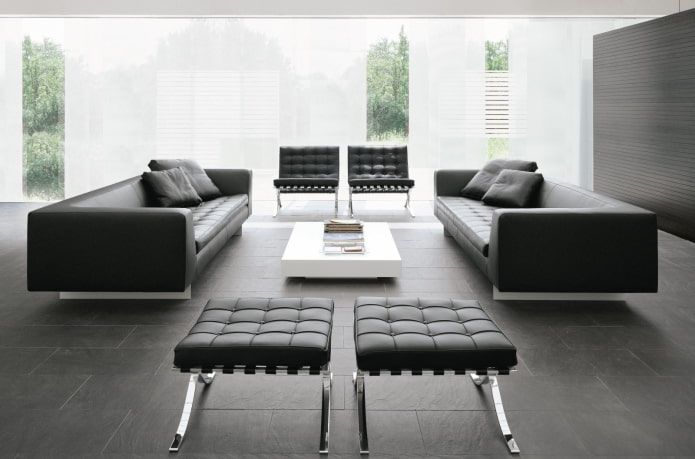 pouf in un interno in stile high-tech