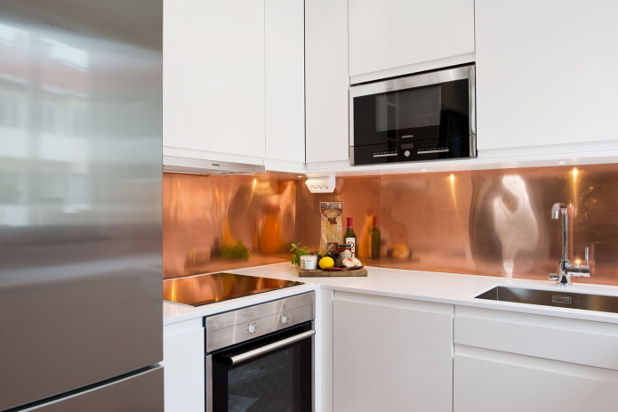 grembiule da cucina effetto rame