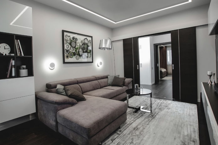 porte scorrevoli nere all'interno