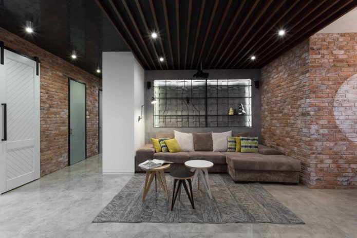 struttura sospesa a doghe in stile loft