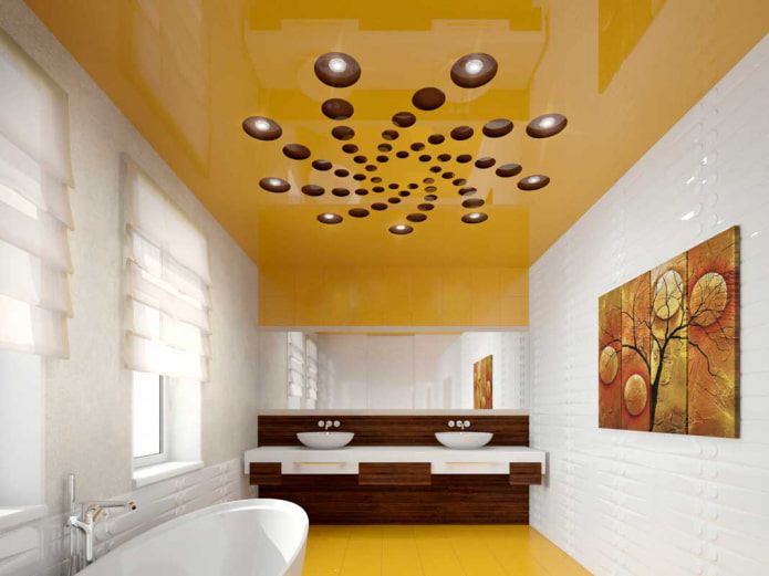 soffitto teso intagliato nel bagno