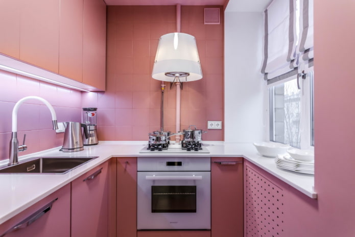 decorazione cucina nei toni del rosa