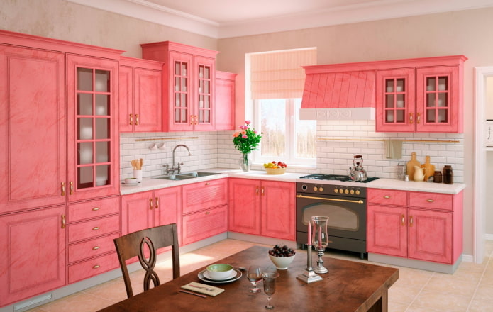 interno cucina rosa in stile provenzale
