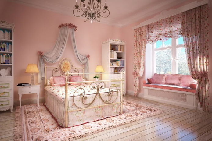 camera da letto rosa in stile provenzale