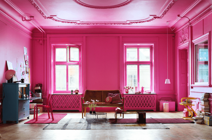 struttura del soffitto rosa con stucco