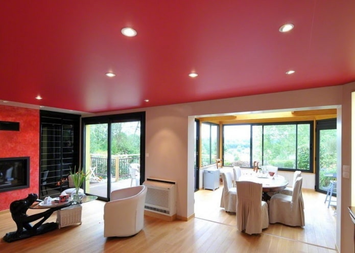 soffitto teso satinato rosa
