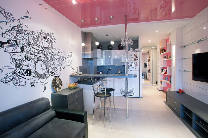 soffitto rosa nello studio