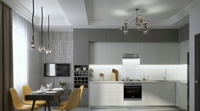 cucina grigia e bianca
