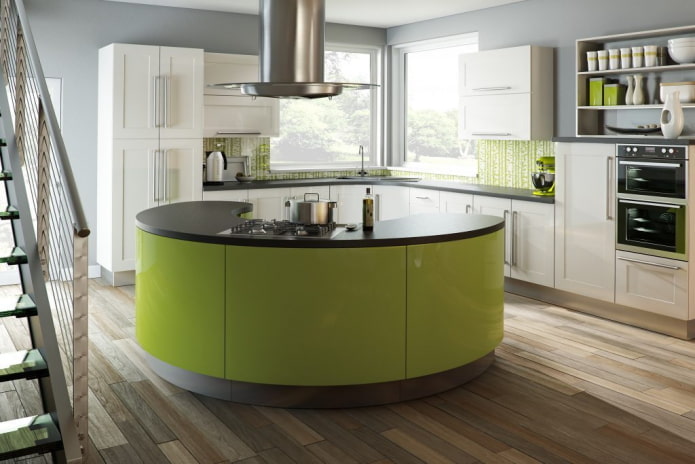 interno di una cucina verde chiaro in stile moderno