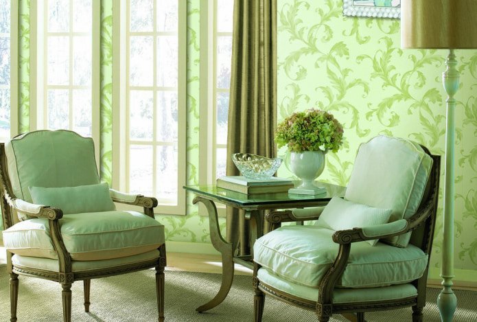 carta da parati con monogramma verde