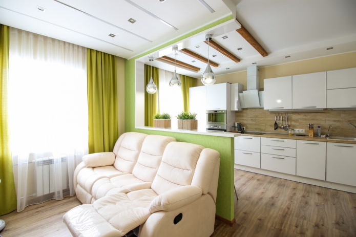 combinazione di tonalità di verde chiaro e beige