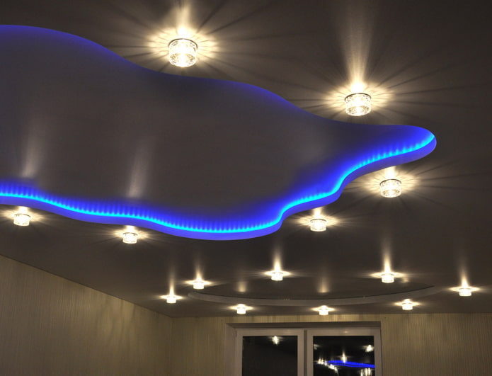 tessuto elasticizzato in raso con illuminazione di contorno