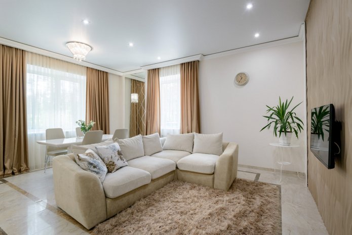 soffitto teso in soggiorno