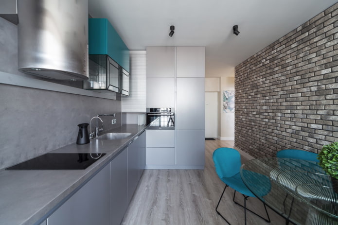 finiture per l'interno della cucina nei toni del grigio
