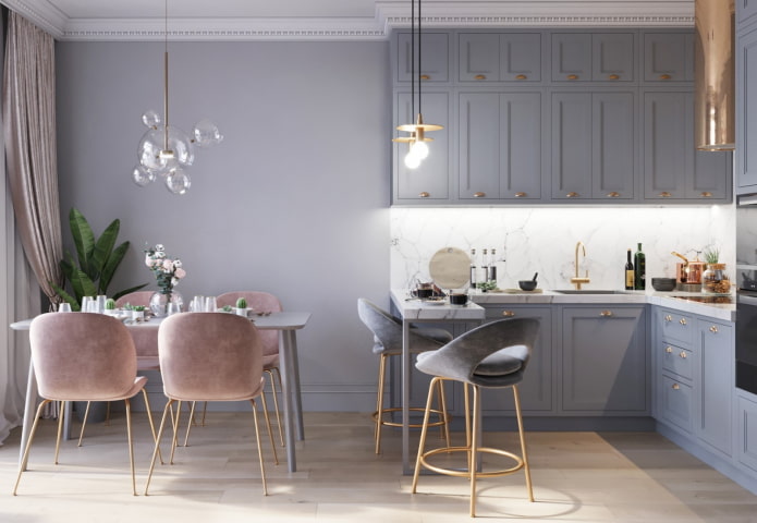mobili ed elettrodomestici per l'arredamento della cucina nei toni del grigio