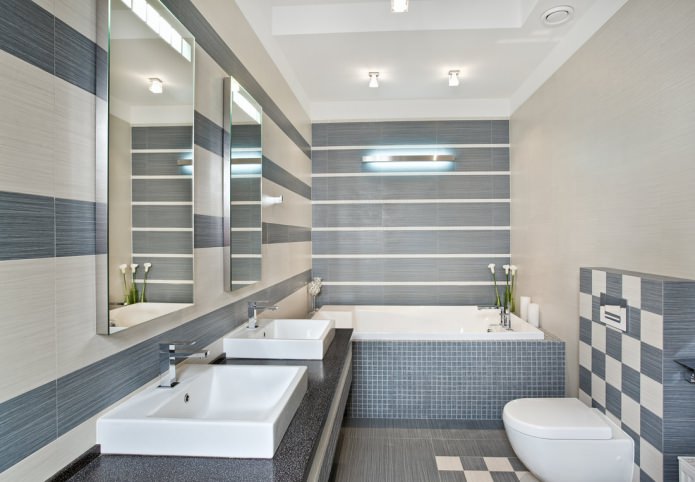 bagno grigio con strisce beige