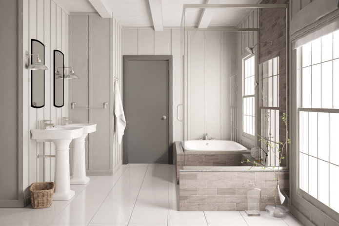porta grigia in bagno