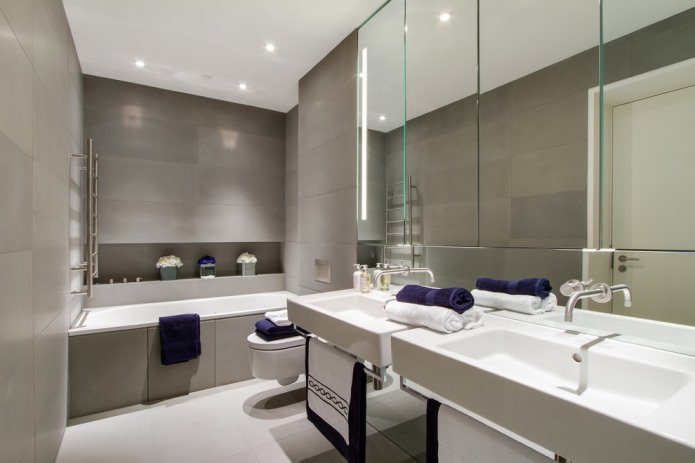 piastrelle grigie in bagno