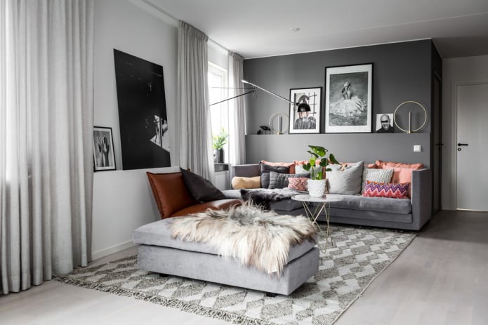 pareti grigie in stile scandinavo