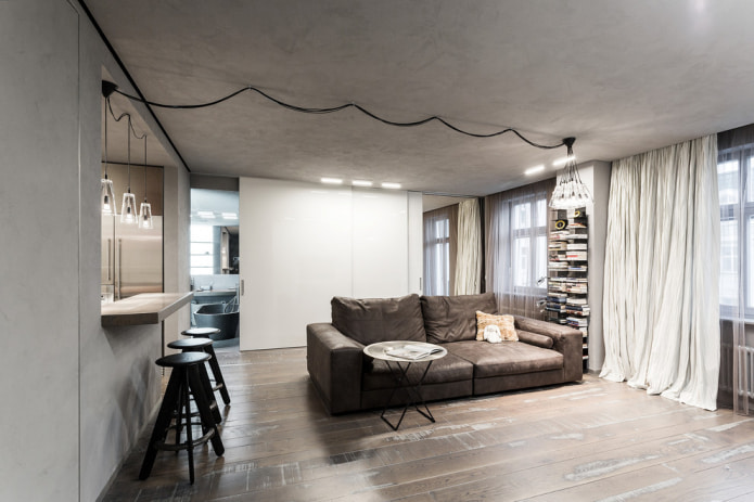 divano in pelle per interni in stile loft
