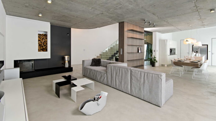 rivestimento del soffitto in calcestruzzo grigio