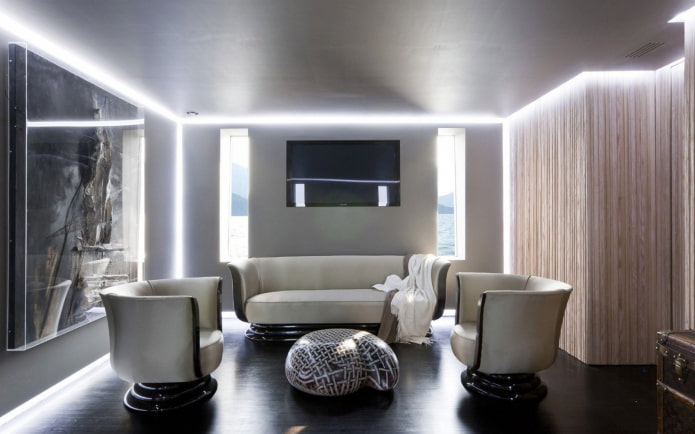 struttura a soffitto sospesa di colore grigio