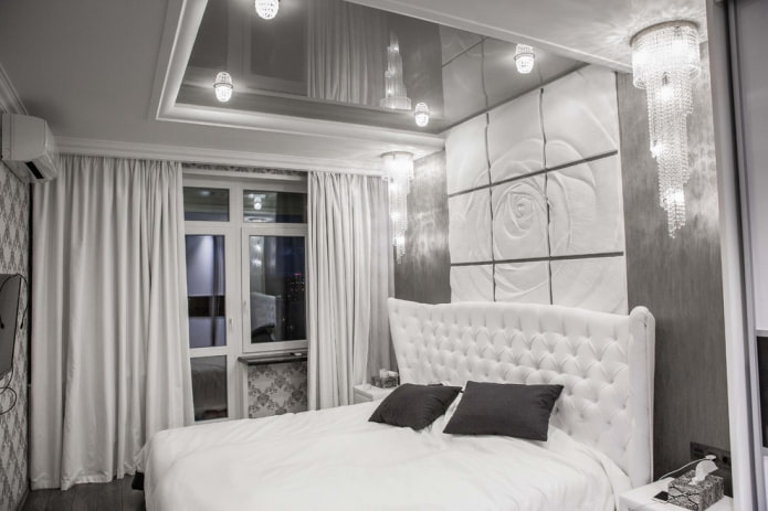 soffitto teso grigio lucido 