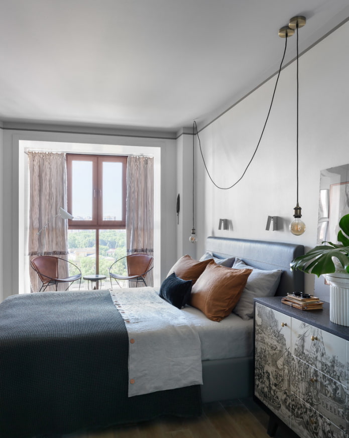 struttura del soffitto grigio chiaro nella camera da letto