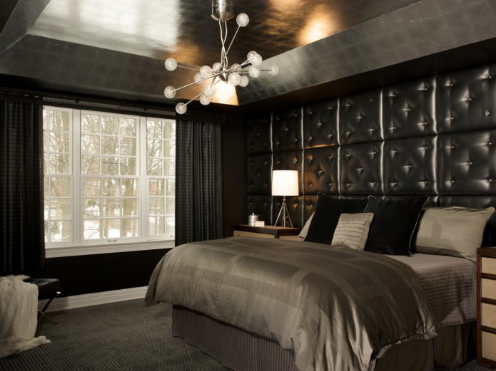 rivestimento del soffitto grigio con pareti nere
