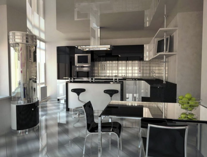 soffitto teso grigio in cucina