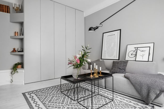 interno grigio in stile scandinavo
