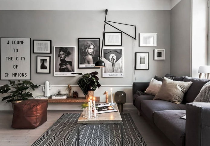 interno grigio in stile scandinavo