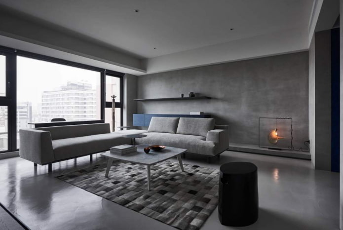 interno grigio in stile minimalista