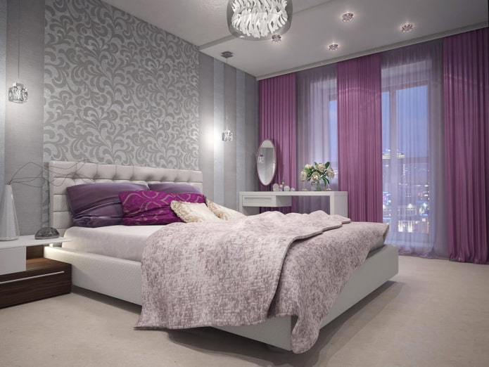 design d'interni nei toni del grigio-viola