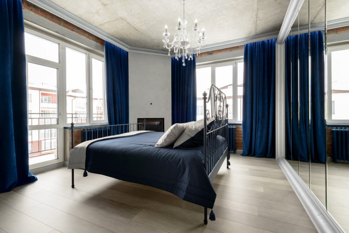 design d'interni nei toni del grigio e del blu